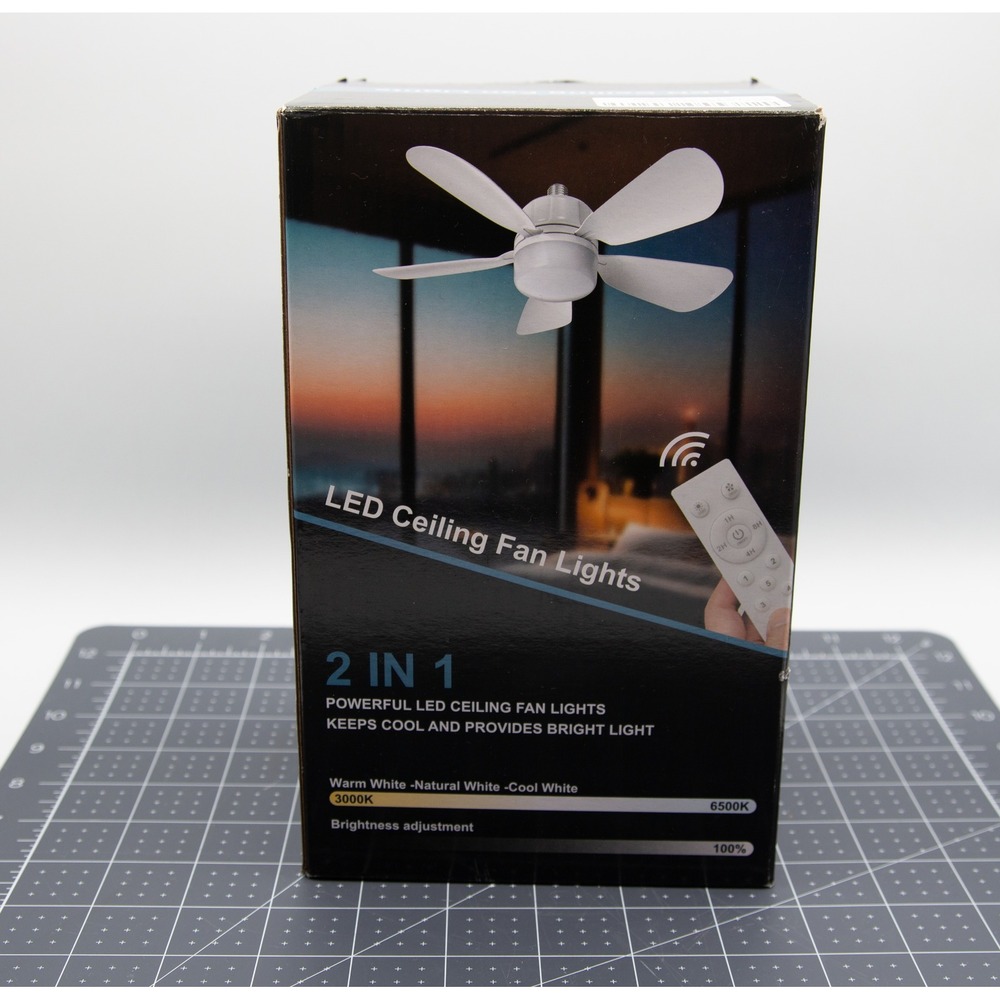Socket Ceiling Fan Light with Remote LED 2-in-1 E26 Screw-in White 19.7" 1700LM
